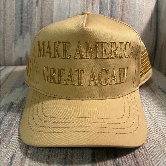 Official Donald Trump Campaign Rare All Gold Age MAGA Hat CaliFame Make America - Picture 1 of 10